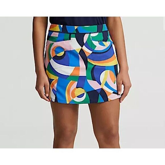 RLX Ralph Lauren Women Sz L Abstract Multi Print Performance 17" Golf Skort - Picture 9 of 11